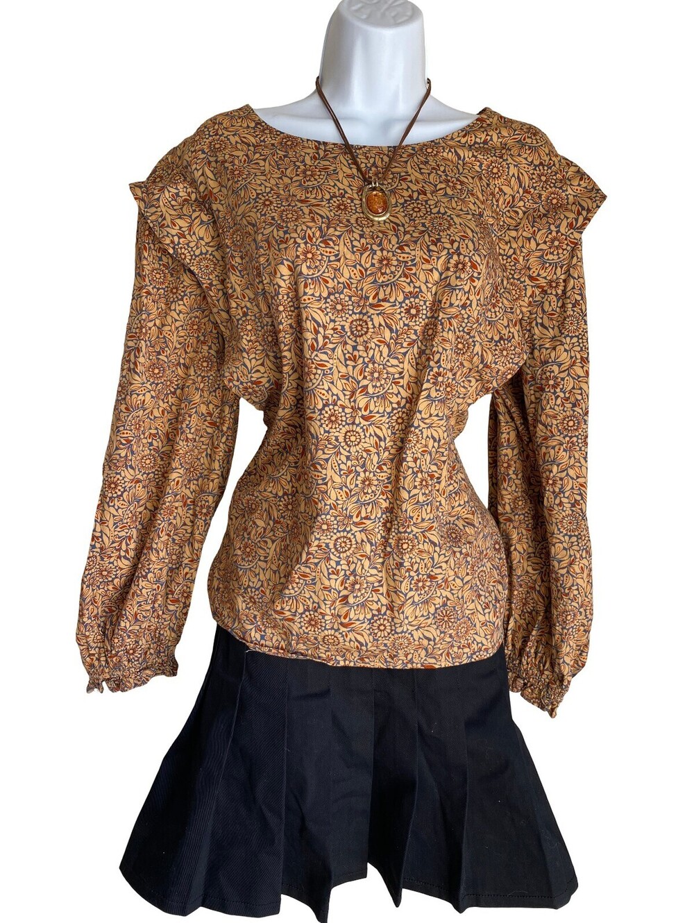 Vintage ana Plus 1X Boho Floral Pleated Button Up Blouse Whimsigoth Cottagecore